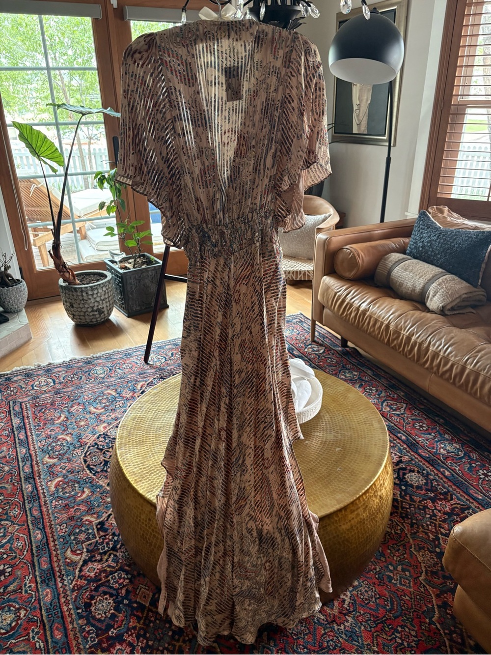 Maje Beige and Black (multi-color) Patterned Maxi Dress
